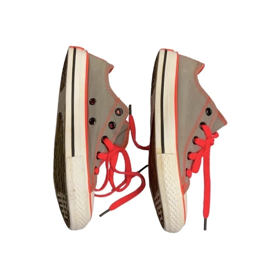 Converse Chuck Taylor Kids All-star Grey Orange Double Tongue Girls Size 1
